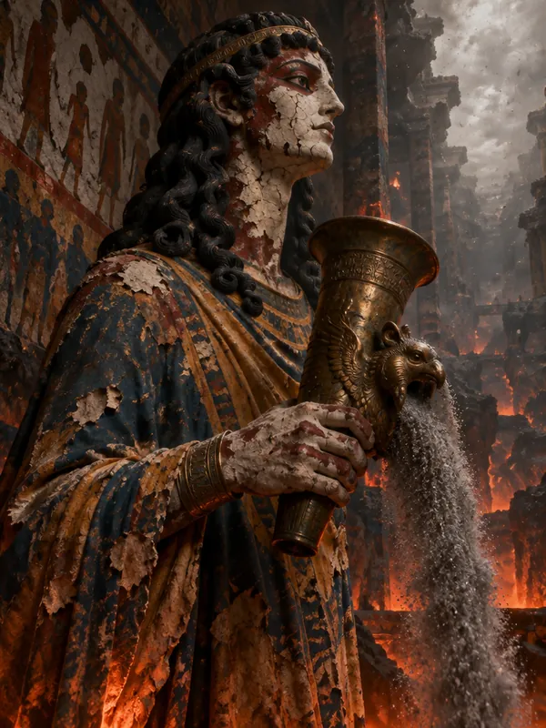 The Cupbearer of Ash menuang abu dari rhyton perunggu.
